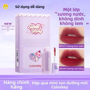 COLORKEY | Colorkey Lip Glaze Lip Gloss Gift Box Ice Cream Lipstick Set Gift for Bé Gáifriend Mini Lip Glaze Color Enhancing Beauty Tool