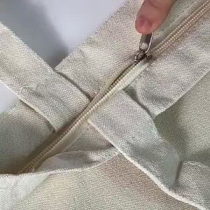 Túi tote in theo yêu cầu có khóa kéo Túi tote tái chế có khóa kéo Canvas in theo yêu cầu kích thước cotton 393410m