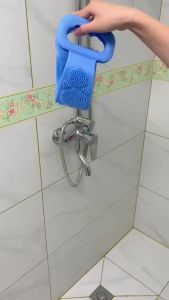 Silicone Bath Scrubber Shower Exfoliating Brush Back Scrub Body Cleaner Cleaning Strap Bathroom Accessory