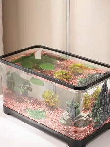SG Fish Tank Ecological Tank Aquarium Built in Filter/Pump Desktop Ornament home decor For Home Office