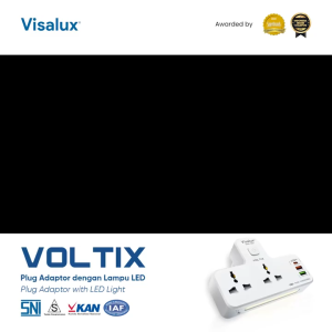 Visalux Voltix Plug Adaptor with LED (2 Pin) Type C + USB A Fast Charging / Steker Stop Kontak Saklar - Colokan Kaki 2 & Lampu Tidur (VKA7850-VTX-P10A)