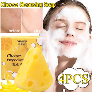【Free Gift】4Pcs Korean Style Cheese Cleansing Soap Stretchable Moisturizing Handmade Soap for Acne/Oily Skin