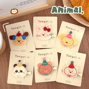 1/6 Pcs Acrylic Cute Pet Hair Clip Birthday Party Small Animal Hairclip Versatile Duckbill Clip Hair Accessories
