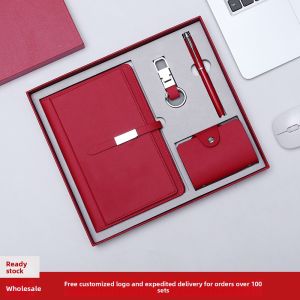 Business Creative Cultural Gift Notebook Set Card Holder Memo Book Keychain Four Piece Set School Bank Logo Embossed