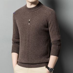 ROMON | Lomond Mens Knitted Wool Sweater Thickened Round Neck Pure Wool Base Shirt Fashionable Business Casual Winter Leisure Wear