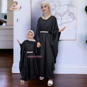 Gamis Ibu Anak Dress Fionasel Kaftan Polos Tali Pinggang Terpisah Model Terbaru
