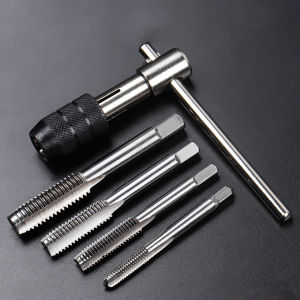 6pcs Metric Set Of Taps Drill Bits T-type Wrench M3-M8 Screw Thread Tapping Toolsfor Metal Wood&Plastic Hand Tap Wrench Set