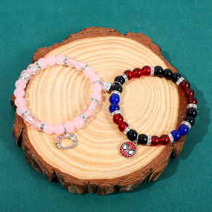 2pcs Gothic Spiderman Hello Kitty Couple Bracelets Magnetic Heart Matching Dark Aesthetic Jewelry Set for Partners & Best Friend