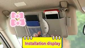 HELLOLEIBOO | LEIBOO Car Sun Visor Organizer Car Glasses Clip Storage Pocket Card Storage Sunglasses Holder Zipper Pocket For Truck Suv Auto