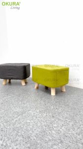 OKURA Fabric Shoe Bench Stool Bench Chair with Side Storage & Wooden Legs Kerusi Kasut