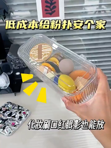 Transparent Makeup Organizer Box Dustproof Cosmetic Brush & Lipstick Holder Jewelry Badge Storage Desktop Organizer Storage Box