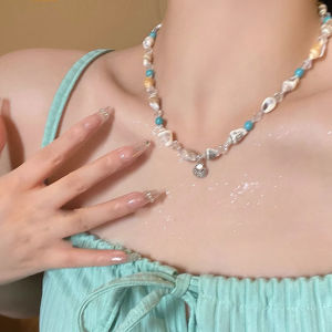 Hàn Quốc vòng cổ đính cườm vỏ nữ Ins bên bờ biển kỳ nghỉ Chuỗi vòng xương đòn