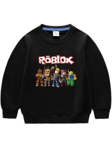 เสื้อสเวตเตอร์คอกลมแขนยาวผ้าฝ้ายแท้สำหรับเด็กชาย ROBLOX เสื้อผ้าเด็กผู้ชายสไตล์เกาหลีฤดูใบไม้ผลิและฤดูใบไม้ร่วง