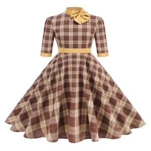 2025 Hollow Neck Bowknot Vintage Dresses: A Stylish Autumn Choice