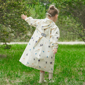 Childrens Raincoat Waterproof School Uniform for Kindergarten Students Anti-Rain Clothes with Backpack Position