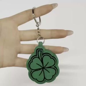 Four-Leaf Clover Clicker Fidget Keychain Stress Relief ASMR Sensory Toy 6.1cm 3D Printed PLA