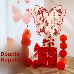 New Home Groom Bride Bedroom Decor Set Butterfly Simple Elegant Complete Sticker Paper Cut out Wedding Celebration Supplies