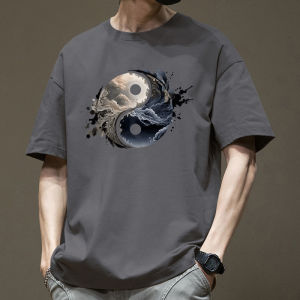 Áo Thun Nam Tay Ngắn Cotton Nguyên Chất Mùa Hè Cổ Tròn Rộng Rãi Thời Trang Thường Ngày in Họa Tiết Hoạt Hình