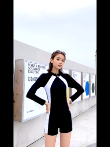 Long Sleeve Rash Guard for Women Diving Swimsuit Padded Swim Skirts Summer Attire Plus Size  Ladies Swimming Suits