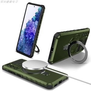 Anti-Fall Leather Phone Case for Samsung S20FE S21FE with Magnetic Absorption Charging Protection Frosted Texture Compatible with Apple Devices
