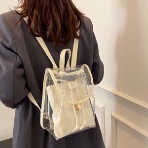 Solid Clear Backpack Men Fashion Transparent Plastic Bag Waterproof PVC Transparent School Bag Girls Large Capacity Backpack