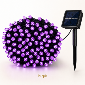Solar String Lights Outdoor Fairy Lights 2PCS 8 Modes Multicolor Warm White Purple Green for Garden Patio Christmas Decor