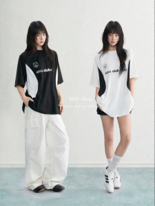 ARCG | White Spliced Quick-dry Loose Ice-silk Short-sleeve T-shirt