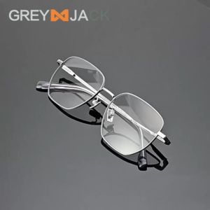 Grey Jack Kacamata Frame Model Kotak Titanium Fashion Pria Wanita Bisa Minus Antiradiasi Bluecromic Simple Bisnis 61004