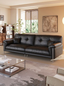 Government Subsidized Italian Vintage Style Top Layer Cowhide White Heron Sofa Living Room Straight Row Seating Arrangement