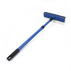 2-in-1 Extended Retractable Window Glass Cleaning  Wiping Tool with Long Handle Sponge Brush Window Mop and Wiper Cleaning Tool