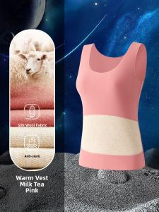 DREAM TIME | Thickened Wool Silk Womens Warm Vest 2024 New Style Sleeveless Base Shirt Autumn Winter Underwear Cotton Polyester Fiber