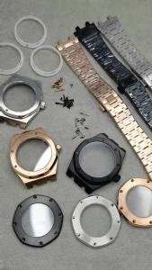 Octagonal Stainless Steel 41mm Automatic Watch Case with MOD Bracelet Transparent Back Sapphire Compatible with NH34 NH35 NH36
