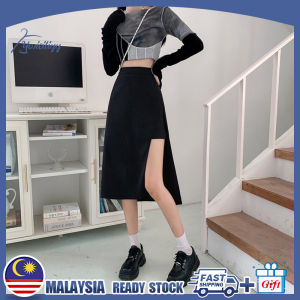 Autumn Mid-length Skirt Women High Waist Split Crotch Covering A-line Hip Wrap Skirt