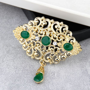 Sunspicems Fashion Arabic Flower Caftan Brooch Pins For Women 18K Gold Color Morocco Algeria Wedding Jewelry Crystal Bijoux Gift