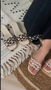 TOONICE 3cm Korean fashion contrast color high heel womens slippers elegant womens sandals with box