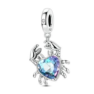 Mặt Dây Chuyền Charm Bạc 925 Sterling Mới Mùa Hè Hình Rùa Biển Trái Cây Vỏ Sò Zircon Xanh Tự Làm Quà Tặng Vòng Tay Nữ