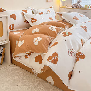 Washed Cotton Thicker Slub Yarn Four-Piece Bedding