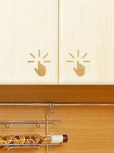 Home Decoration Cabinet Door Tap Touch Press Opening Instruction Sign Creative Palm Finger Sticker Golden Logo Sticker
