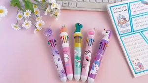 Pulpen Cetek 10 Warna Motif Karakter Lucu/Bolpoin Pena Anak  Motif Beruang/  Pulpen Mekanik