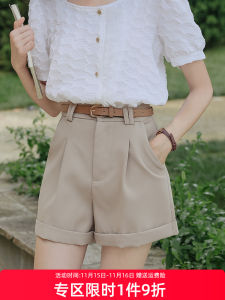 High Waist Cuffed Shorts Womens Loose Wide Leg Five Inch Pants Casual Suit Pants Summer New Arrival Small Size Ladies Jeans