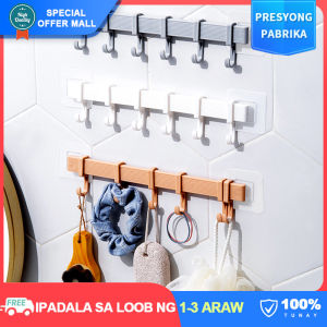 Utility: Wall Mounted 6 Hooks Storage Shelf Traceless Bathroom Corner Strong Towel Hook Holder Kitchen Organizer Plastic Hanging Rack