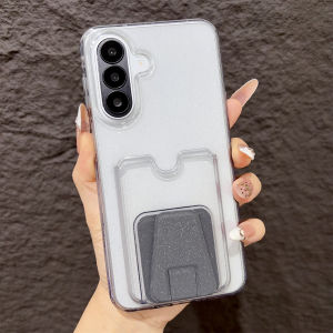 Clear Glitter Card Holder Slot Wallet Phone Case for Samsung S26 Ultra S25 S24 FE S26 Plus A27 A57 A37 A17 A56 A36 A26 A16 Cover