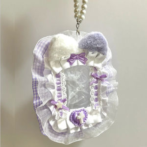 DIY Pendant Cat Ear New Style Small Card Case Lace Flower Edge Student Schoolbag Pendant Sweet Style Key Chain Cute Pink Pendant