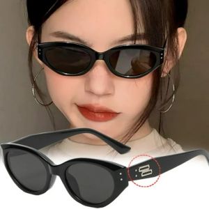 Retro Cat Eye Sunglasses New Metal Hinge Oval Travel Glasses Women Men Anti-UV Fashion Simple Outdoor Sunglasses