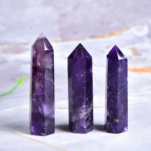 Natural Amethyst Point Crystal Healing Energy Stone Quartz Home Decor Reiki Polished Crafts 50-80mm Stone Carved 1PC