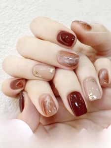 MONLEYTA | New 2025 Cat Eye Nail Tips Wearable False Nails Autumn Winter Design Finished Product Long And Short Medium Length Nail Art