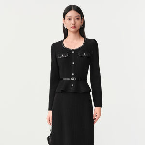 Koradior | Elegant Lace Pearl-Trimmed Knitted Top Square Neck
