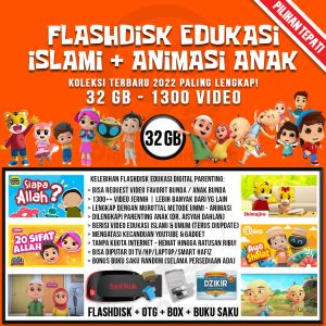 Flashdisk Edukasi Anak Muslim Terbaru 1300+ Video Edukasi Anak Islam & Video Parenting 32GB | Free 2 OTG & Buku Saku