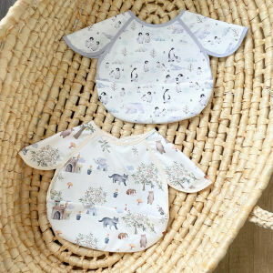 Waterproof Baby Apron Anti Dirt Eating Clothes for Kindergarten Childrens Smock Korean Style Polyester Fabric Infant Clothing