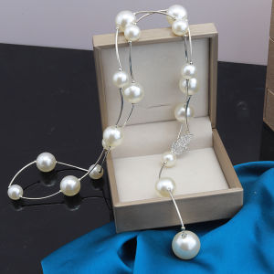 New Pearl Necklace Women Long Large Beads Buckle Sweater Decoration Big Pearl Fashion Waist Chain Small Fragrance Style Pendant